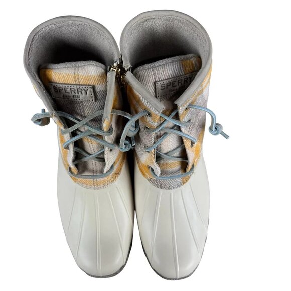 Sperry Top-Sider Saltwater Plaid Ivory Duck Boots Women's Sizes 5.5 - 11 M - Picture 7 of 9